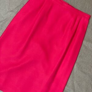 Vintage Womens 4 Bright Pink Knee-Length Business Career High Waist Pencil Skirt